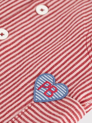 Ärmelloses Kleid mit Streifen und Herz-Aufnäher - Rosa/Rot