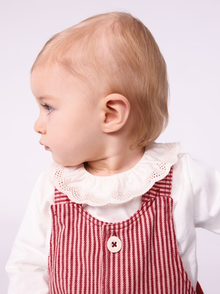 Ärmelloses Kleid mit Streifen und Herz-Aufnäher - Rosa/Rot