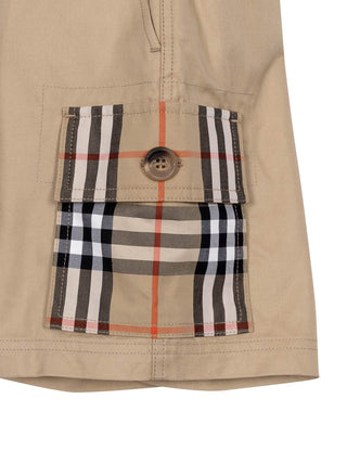 Baumwoll-Cargoshorts mit Check-Besatz