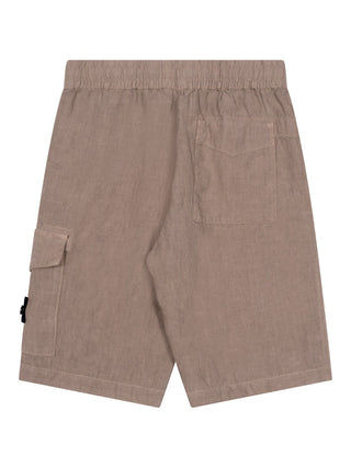 Leinenshorts mit Logo - Beige