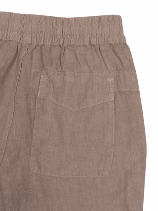 Leinenshorts mit Logo - Beige