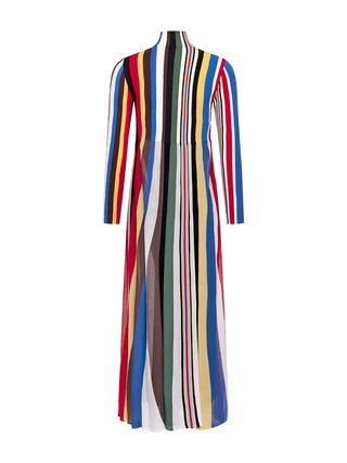 Kleid aus Stretch-Viskosemischung mit Streifen