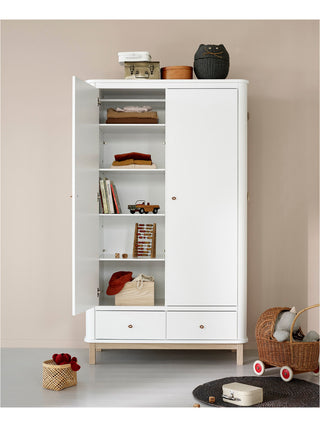 Wood Kleiderschrank 2türig - Weiß Eiche
